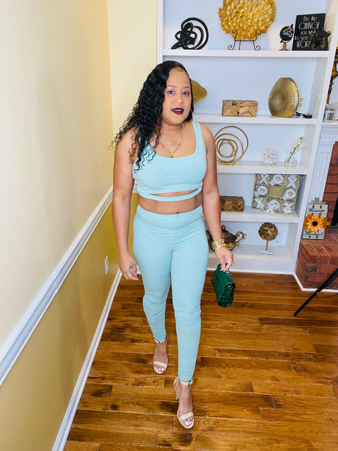 Cut it off- two piece legging set (sage)